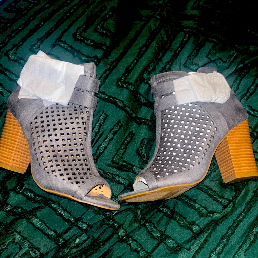 Grey Cutout Booties